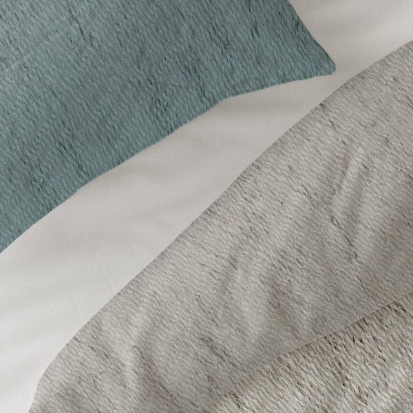 100% Brushed Cotton Duvet Cover Set Gradia | Beige/Blue | King - 240cm (W) x 200cm (L) - The Bedding & Blankets Store