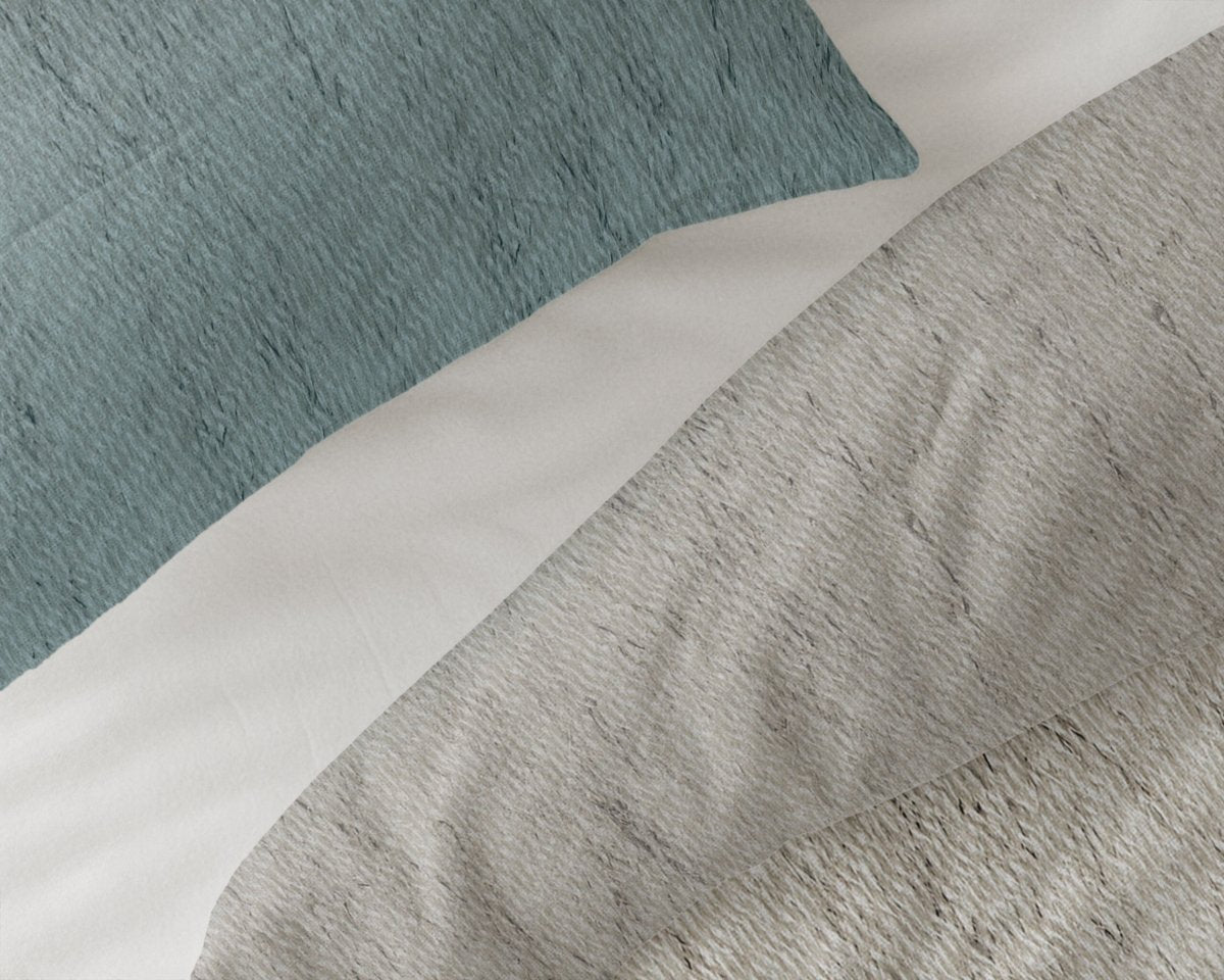 100% Brushed Cotton Duvet Cover Set Gradia | Beige/Blue | King - 240cm (W) x 200cm (L) - The Bedding & Blankets Store