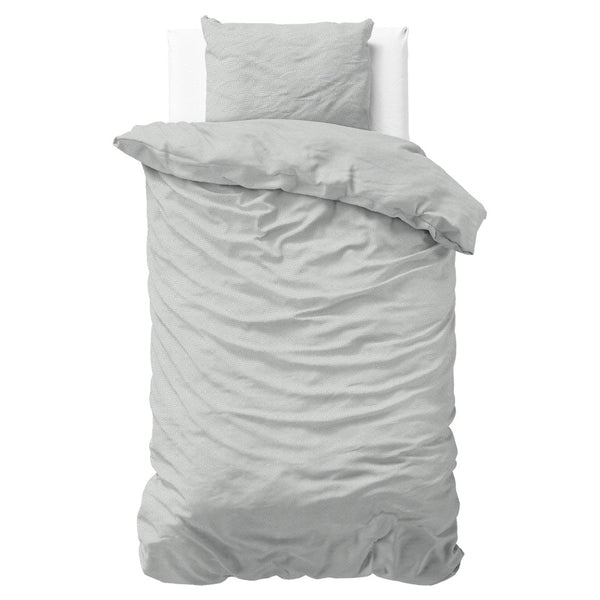 100% Brushed Cotton Duvet Cover Set Jason | Grey | Double - 200cm (W) x 220cm (L) - The Bedding & Blankets Store