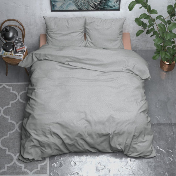 100% Brushed Cotton Duvet Cover Set Jason | Grey | Double - 200cm (W) x 220cm (L) - The Bedding & Blankets Store