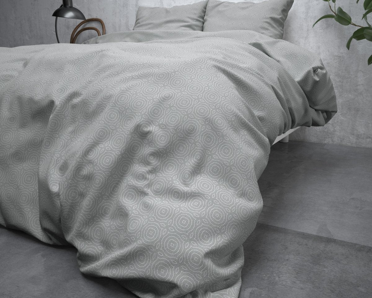 100% Brushed Cotton Duvet Cover Set Jason | Grey | Double - 200cm (W) x 220cm (L) - The Bedding & Blankets Store