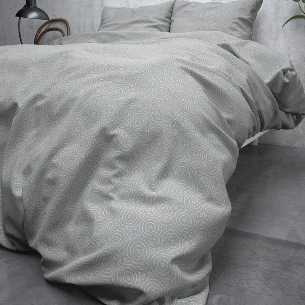 100% Brushed Cotton Duvet Cover Set Jason | Grey | Double - 200cm (W) x 220cm (L) - The Bedding & Blankets Store