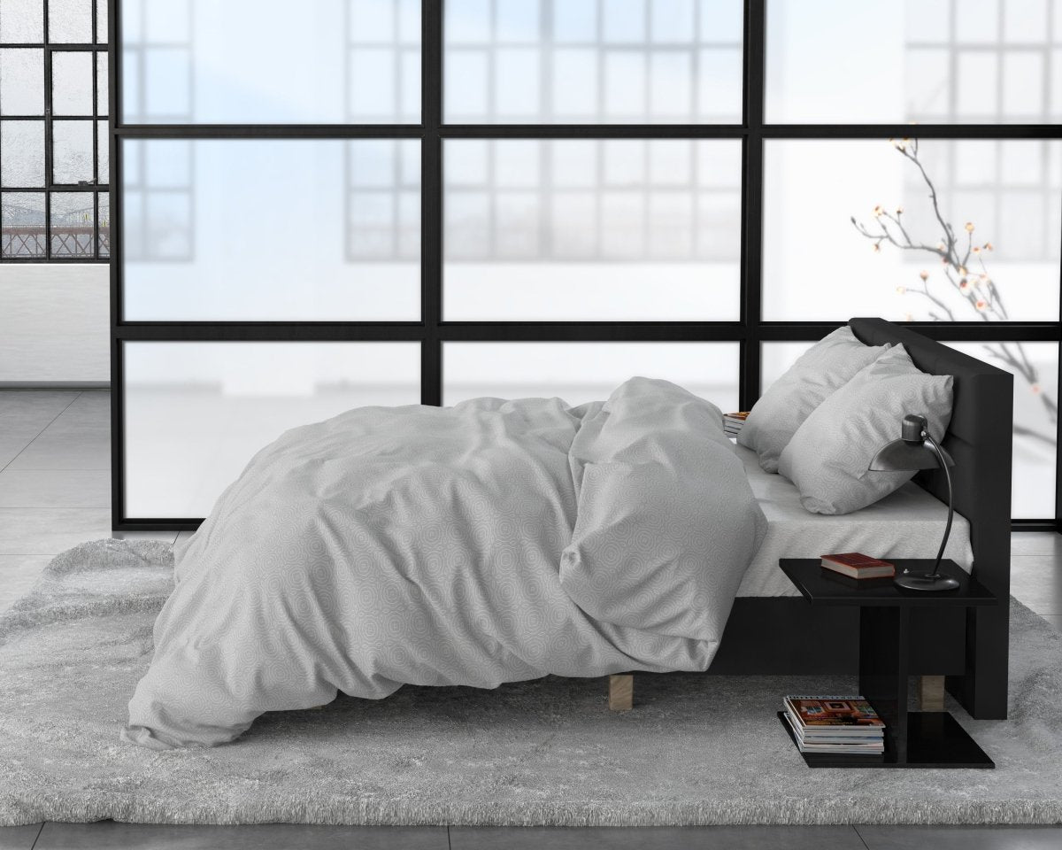 100% Brushed Cotton Duvet Cover Set Jason | Grey | Double - 200cm (W) x 220cm (L) - The Bedding & Blankets Store