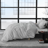 100% Brushed Cotton Duvet Cover Set Jason | Grey | Double - 200cm (W) x 220cm (L) - The Bedding & Blankets Store