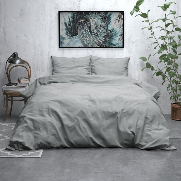 100% Brushed Cotton Duvet Cover Set Jason | Grey | Double - 200cm (W) x 220cm (L) - The Bedding & Blankets Store