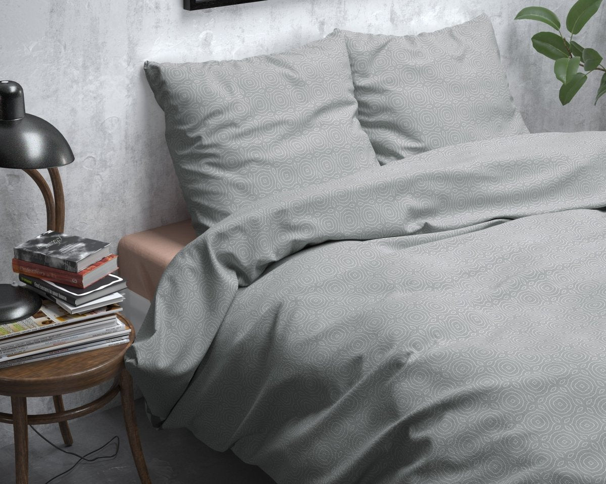 100% Brushed Cotton Duvet Cover Set Jason | Grey | Double - 200cm (W) x 220cm (L) - The Bedding & Blankets Store