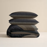100% Brushed Cotton Duvet Cover Set Ravon | Taupe/Anthracite | King - 240cm (W) x 200cm (L) - The Bedding & Blankets Store