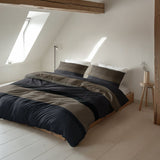 100% Brushed Cotton Duvet Cover Set Ravon | Taupe/Anthracite | King - 240cm (W) x 200cm (L) - The Bedding & Blankets Store