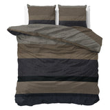 100% Brushed Cotton Duvet Cover Set Ravon | Taupe/Anthracite | King - 240cm (W) x 200cm (L) - The Bedding & Blankets Store