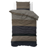 100% Brushed Cotton Duvet Cover Set Ravon | Taupe/Anthracite | King - 240cm (W) x 200cm (L) - The Bedding & Blankets Store