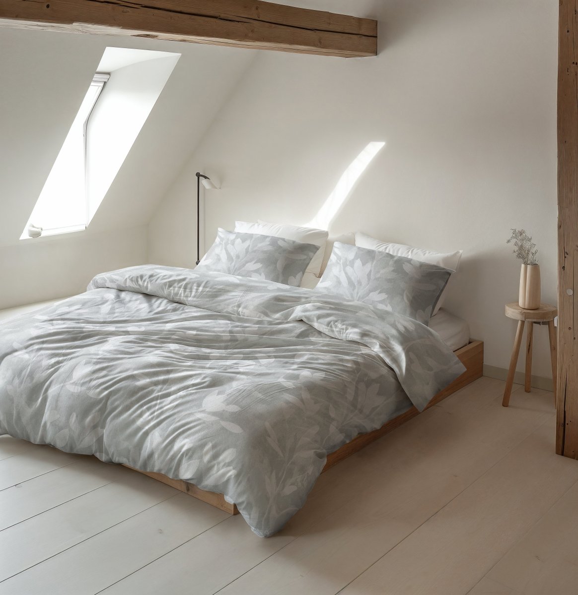 100% Brushed Cotton Duvet Cover Set Rosa | Grey | King - 240cm (W) x 200cm (L) - The Bedding & Blankets Store