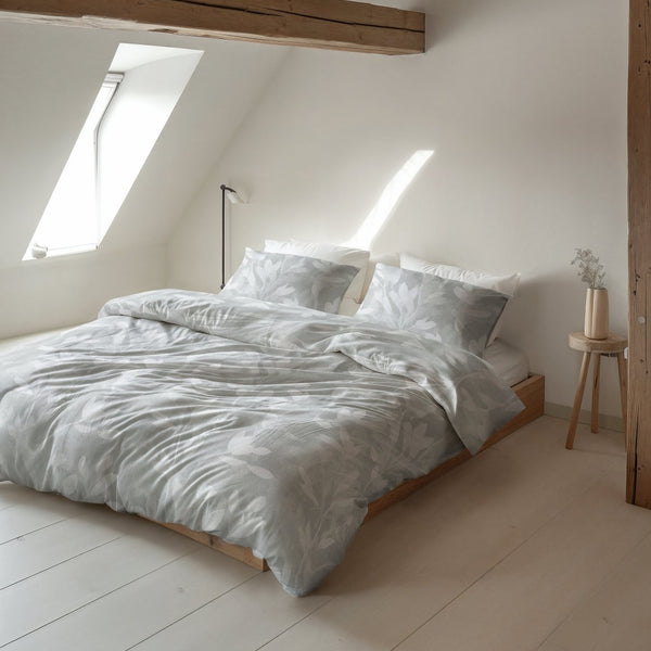 100% Brushed Cotton Duvet Cover Set Rosa | Grey | King - 240cm (W) x 200cm (L) - The Bedding & Blankets Store