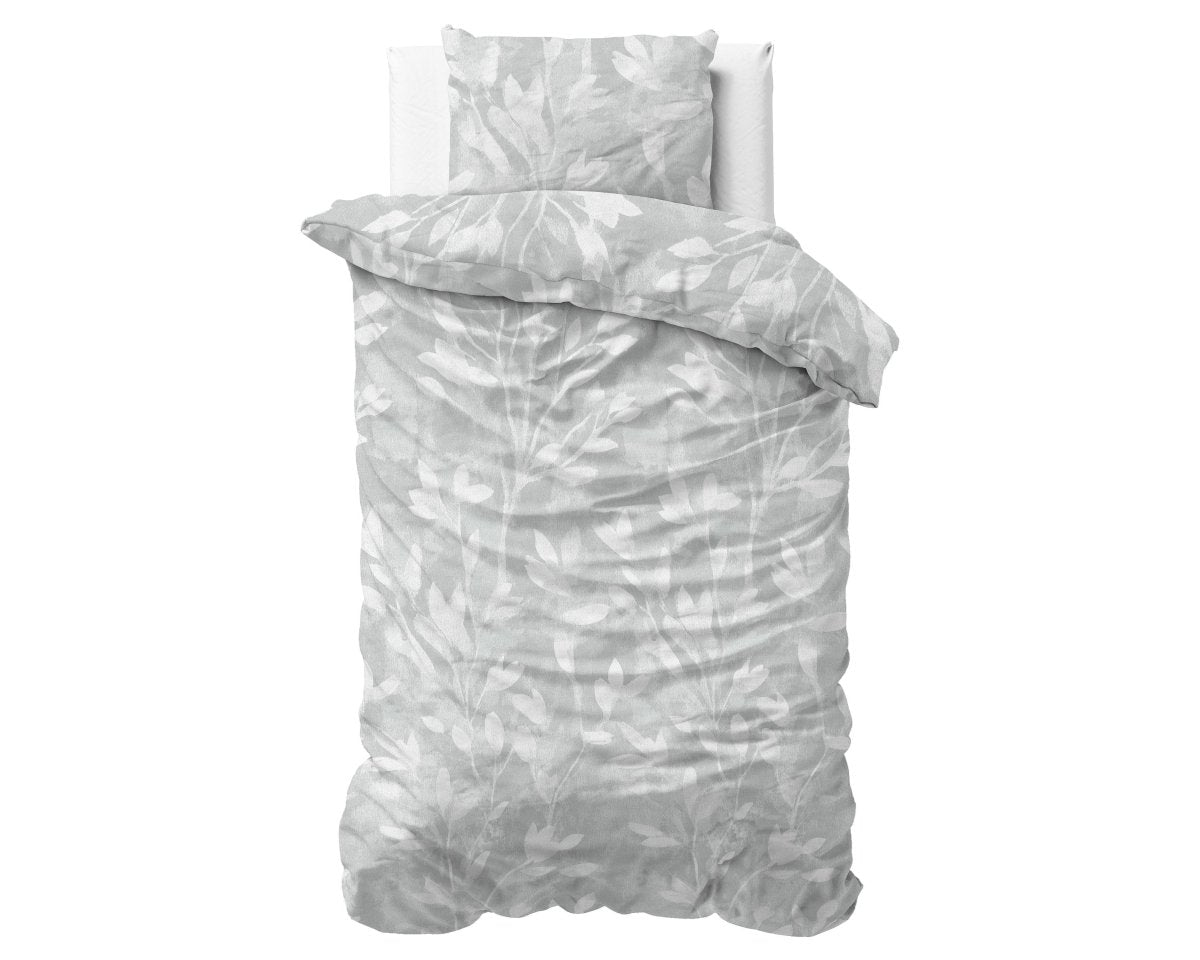 100% Brushed Cotton Duvet Cover Set Rosa | Grey | King - 240cm (W) x 200cm (L) - The Bedding & Blankets Store