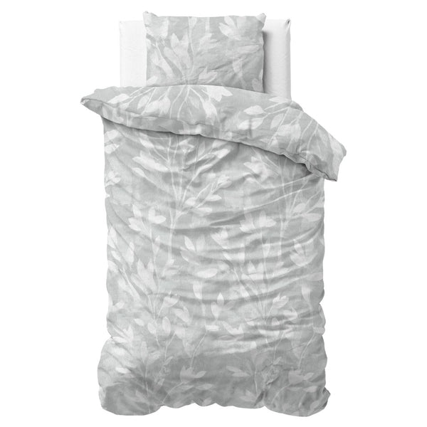 100% Brushed Cotton Duvet Cover Set Rosa | Grey | King - 240cm (W) x 200cm (L) - The Bedding & Blankets Store
