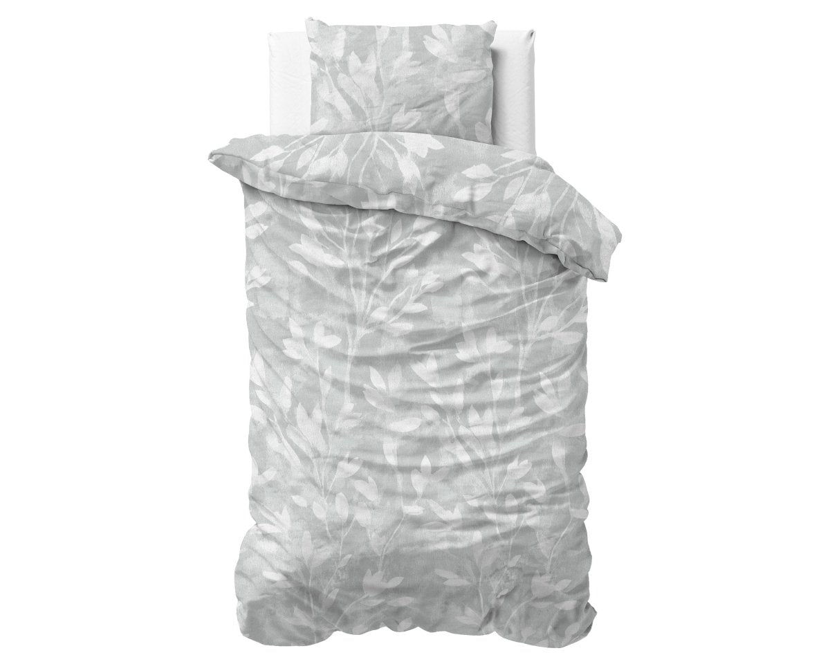100% Brushed Cotton Duvet Cover Set Rosa | Grey | King - 240cm (W) x 200cm (L) - The Bedding & Blankets Store