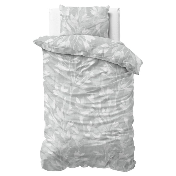 100% Brushed Cotton Duvet Cover Set Rosa | Grey | King - 240cm (W) x 200cm (L) - The Bedding & Blankets Store