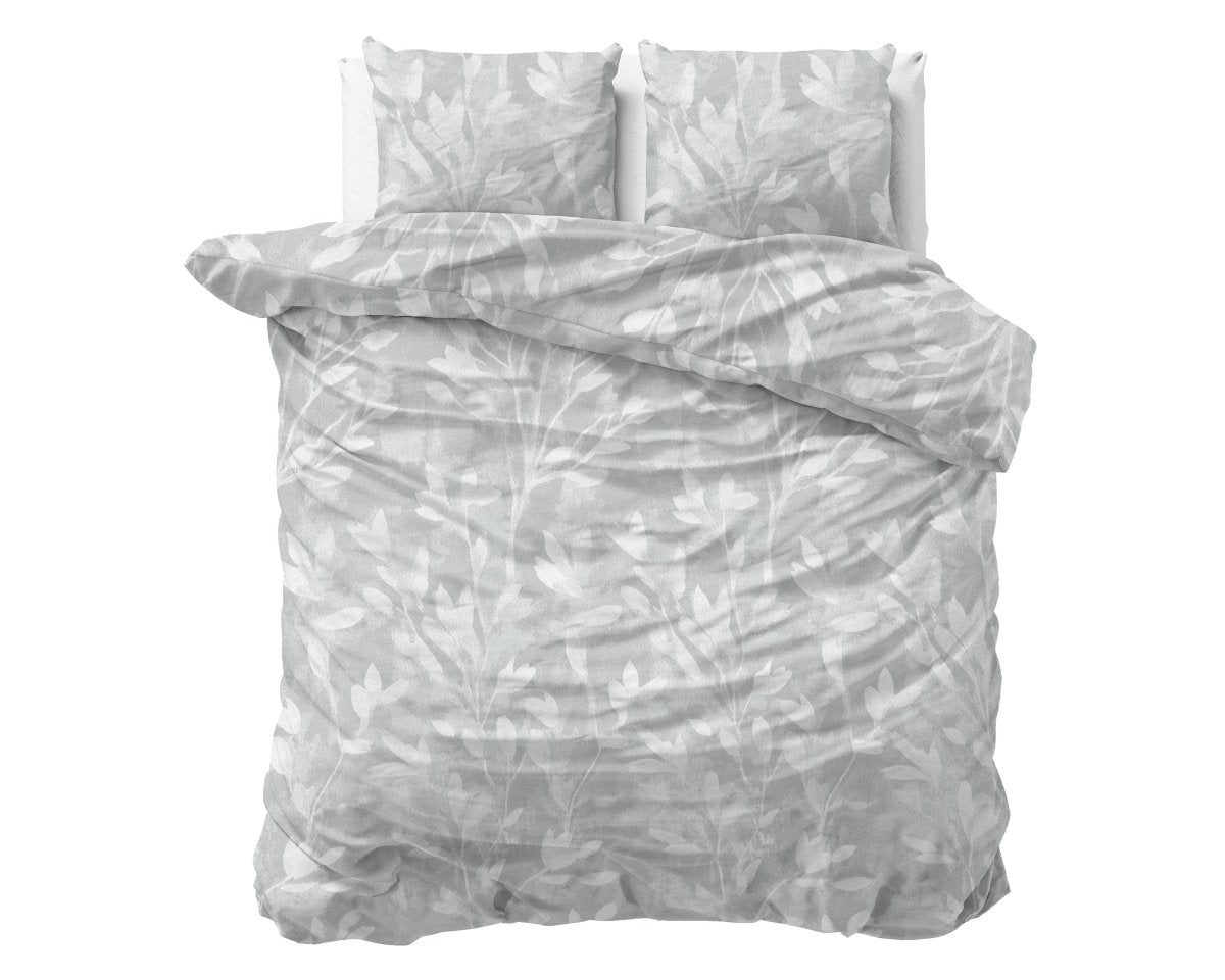 100% Brushed Cotton Duvet Cover Set Rosa | Grey | King - 240cm (W) x 200cm (L) - The Bedding & Blankets Store