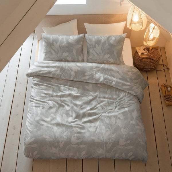 100% Brushed Cotton Duvet Cover Set Rosa | Grey | King - 240cm (W) x 200cm (L) - The Bedding & Blankets Store
