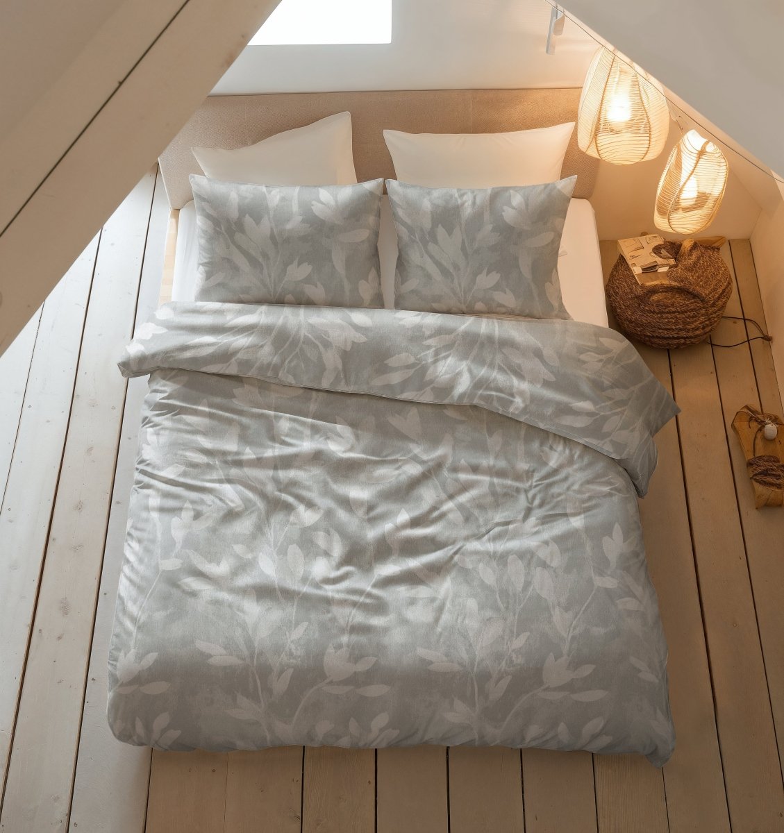 100% Brushed Cotton Duvet Cover Set Rosa | Grey | King - 240cm (W) x 200cm (L) - The Bedding & Blankets Store