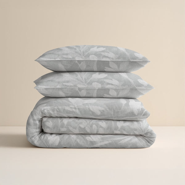 100% Brushed Cotton Duvet Cover Set Rosa | Grey | King - 240cm (W) x 200cm (L) - The Bedding & Blankets Store