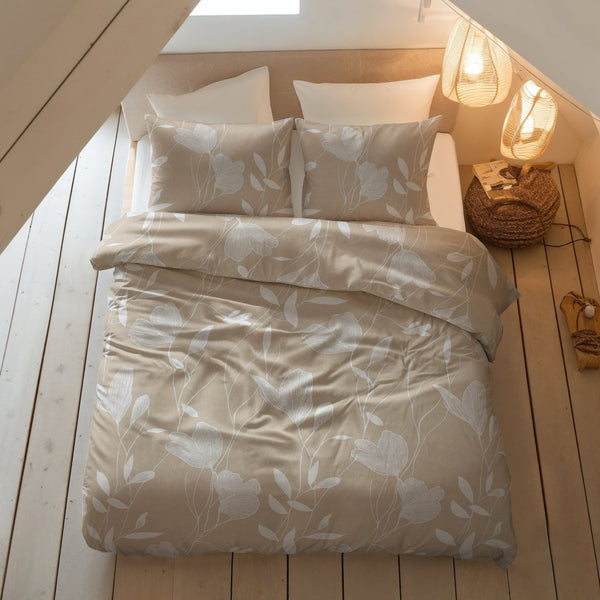 100% Brushed Cotton Duvet Cover Set Serenity | Beige/Sand | King - 240cm (W) x 200cm (L) - The Bedding & Blankets Store