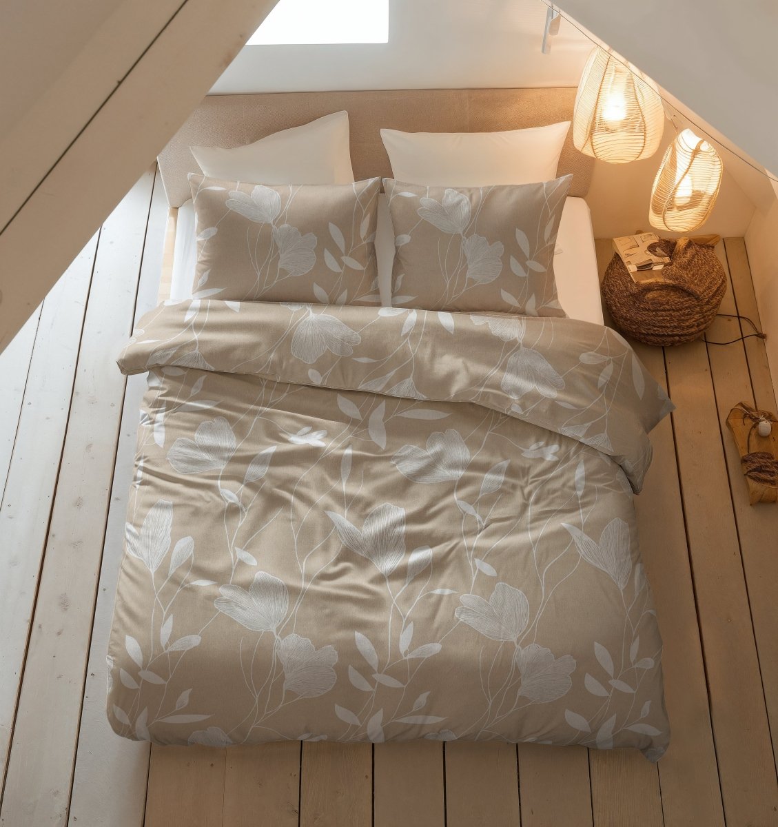 100% Brushed Cotton Duvet Cover Set Serenity | Beige/Sand | King - 240cm (W) x 200cm (L) - The Bedding & Blankets Store