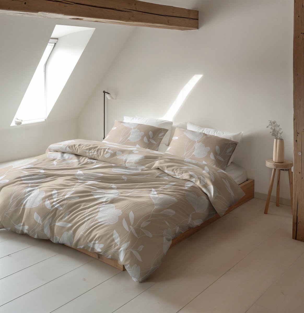 100% Brushed Cotton Duvet Cover Set Serenity | Beige/Sand | King - 240cm (W) x 200cm (L) - The Bedding & Blankets Store