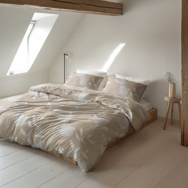 100% Brushed Cotton Duvet Cover Set Serenity | Beige/Sand | King - 240cm (W) x 200cm (L) - The Bedding & Blankets Store