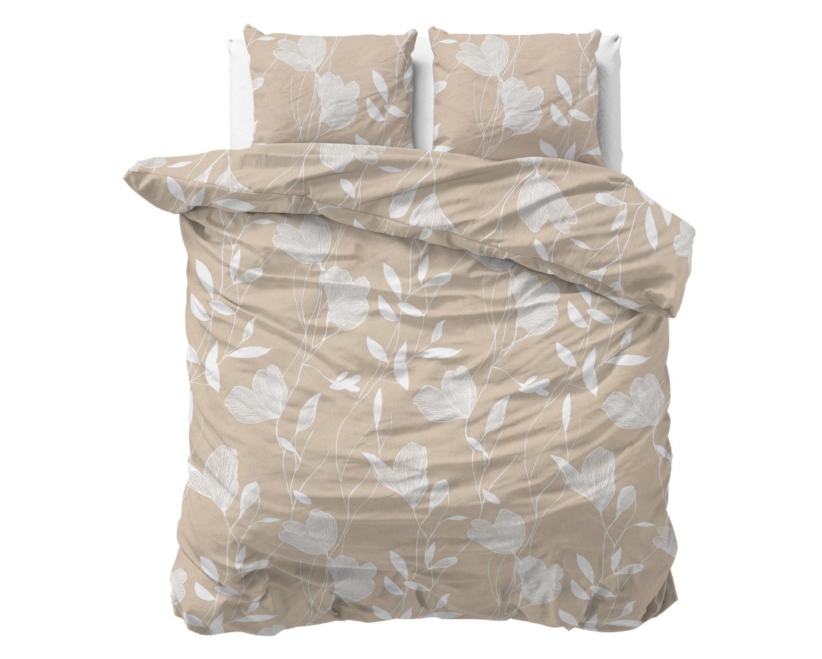 100% Brushed Cotton Duvet Cover Set Serenity | Beige/Sand | King - 240cm (W) x 200cm (L) - The Bedding & Blankets Store