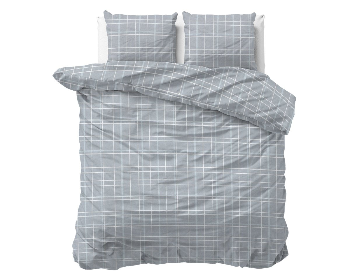 100% Brushed Cotton Duvet Cover Set Seva | Blue | King - 240cm (W) x 200cm (L) - The Bedding & Blankets Store