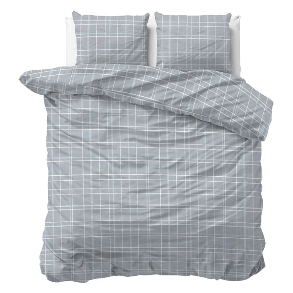 100% Brushed Cotton Duvet Cover Set Seva | Blue | King - 240cm (W) x 200cm (L) - The Bedding & Blankets Store