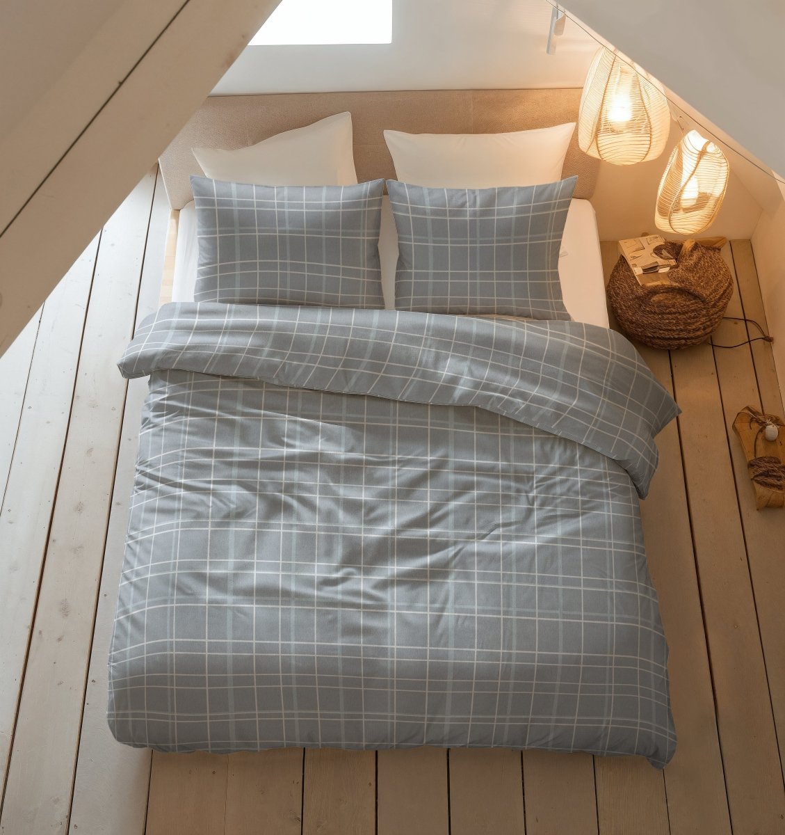 100% Brushed Cotton Duvet Cover Set Seva | Blue | King - 240cm (W) x 200cm (L) - The Bedding & Blankets Store