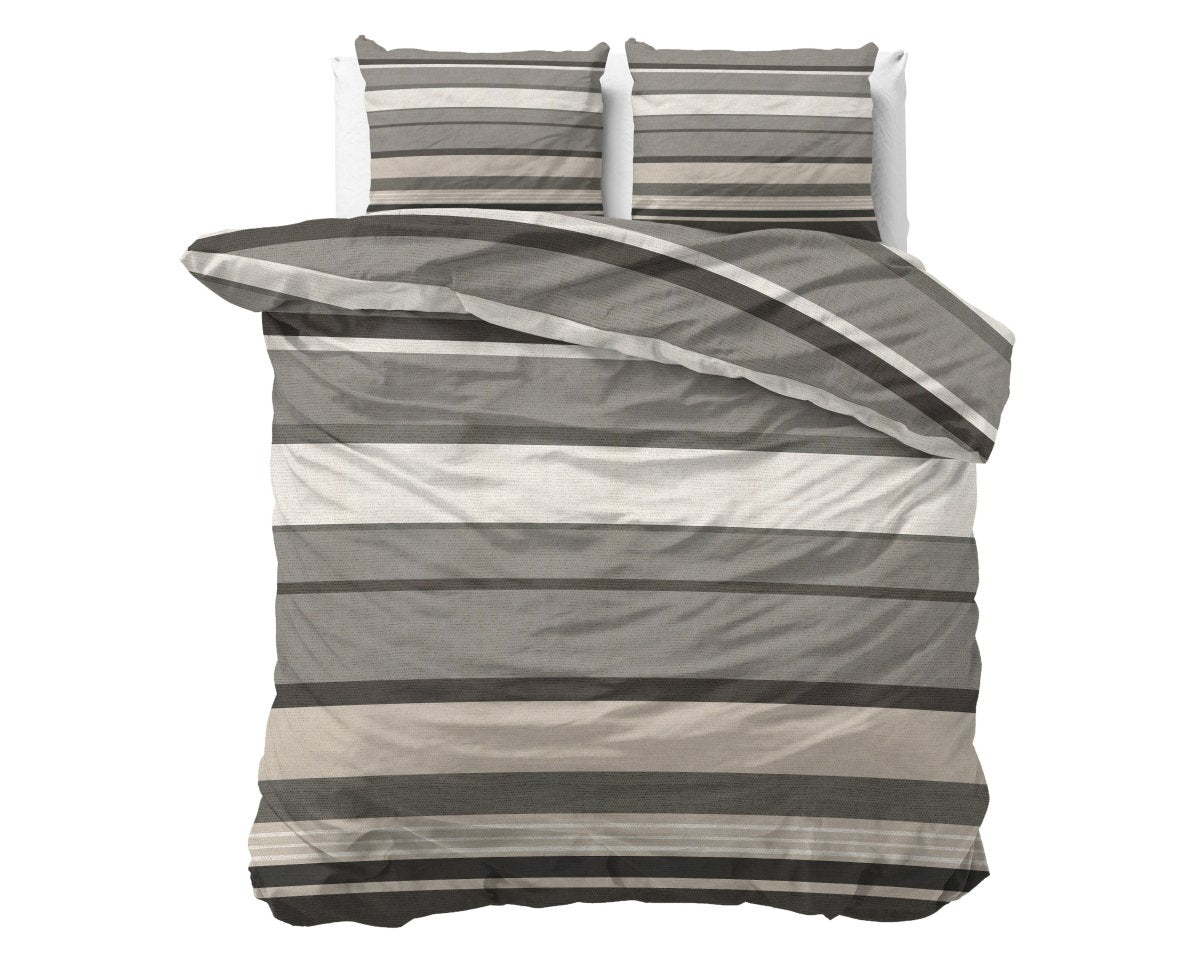 100% Brushed Cotton Duvet Cover Set Zuma | Taupe | King - 240cm (W) x 200cm (L) - The Bedding & Blankets Store