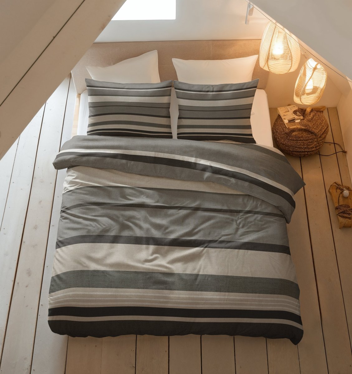 100% Brushed Cotton Duvet Cover Set Zuma | Taupe | King - 240cm (W) x 200cm (L) - The Bedding & Blankets Store