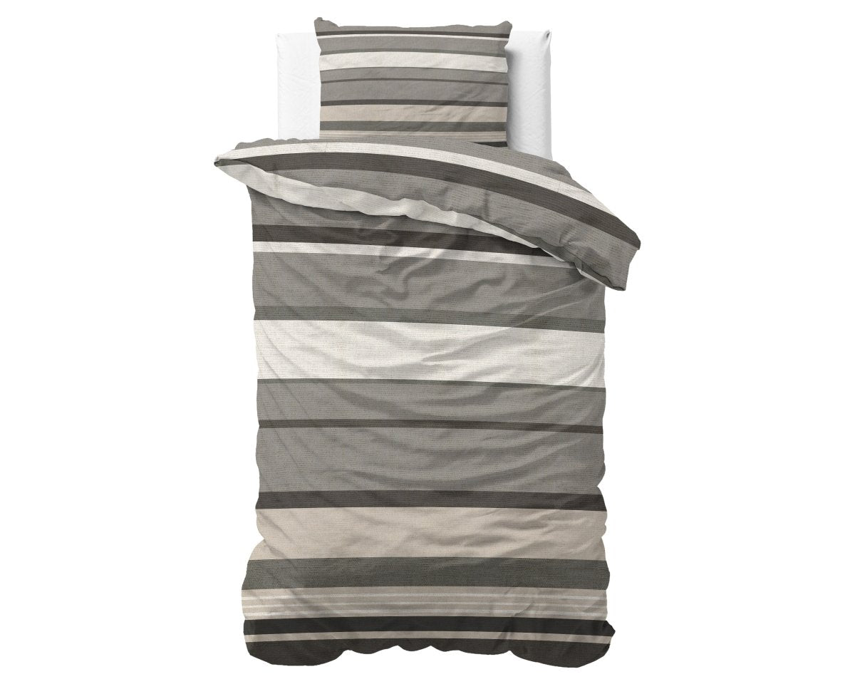 100% Brushed Cotton Duvet Cover Set Zuma | Taupe | King - 240cm (W) x 200cm (L) - The Bedding & Blankets Store