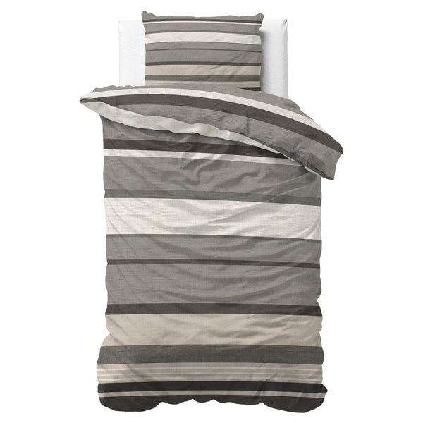 100% Brushed Cotton Duvet Cover Set Zuma | Taupe | King - 240cm (W) x 200cm (L) - The Bedding & Blankets Store