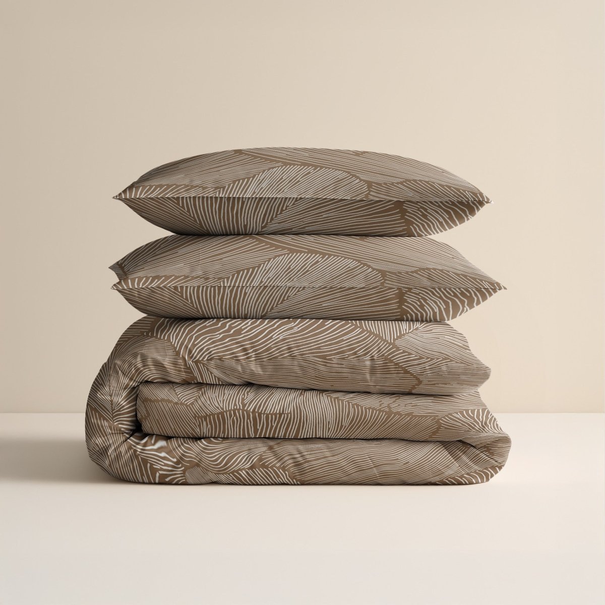 100% Cotton Duvet Cover Set Amber | Beige/Brown | Double - 200cm (W) x 200/220cm (L) - The Bedding & Blankets Store