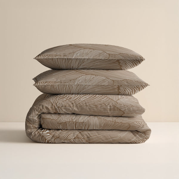 100% Cotton Duvet Cover Set Amber | Beige/Brown | Double - 200cm (W) x 200/220cm (L) - The Bedding & Blankets Store