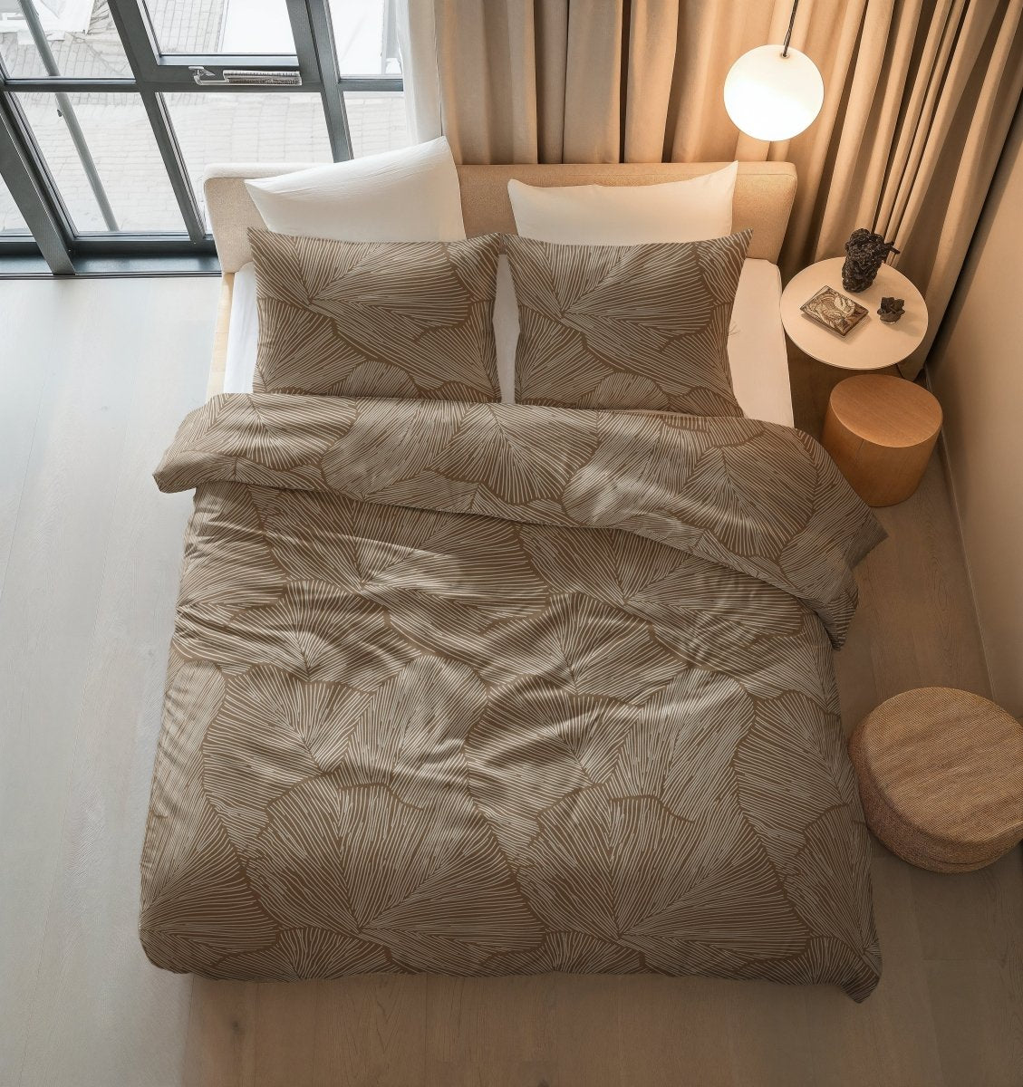 100% Cotton Duvet Cover Set Amber | Beige/Brown | Double - 200cm (W) x 200/220cm (L) - The Bedding & Blankets Store