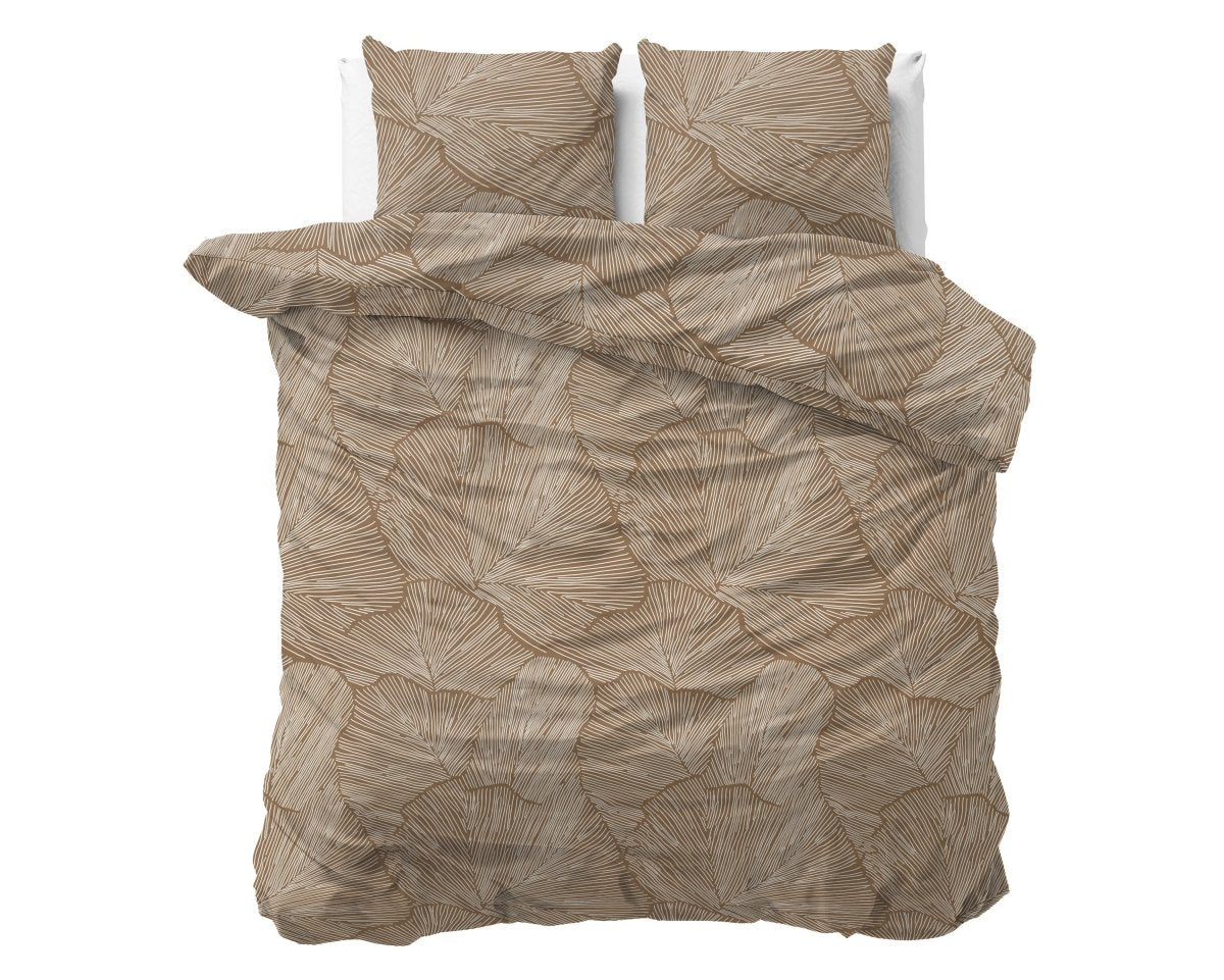 100% Cotton Duvet Cover Set Amber | Beige/Brown | Double - 200cm (W) x 200/220cm (L) - The Bedding & Blankets Store