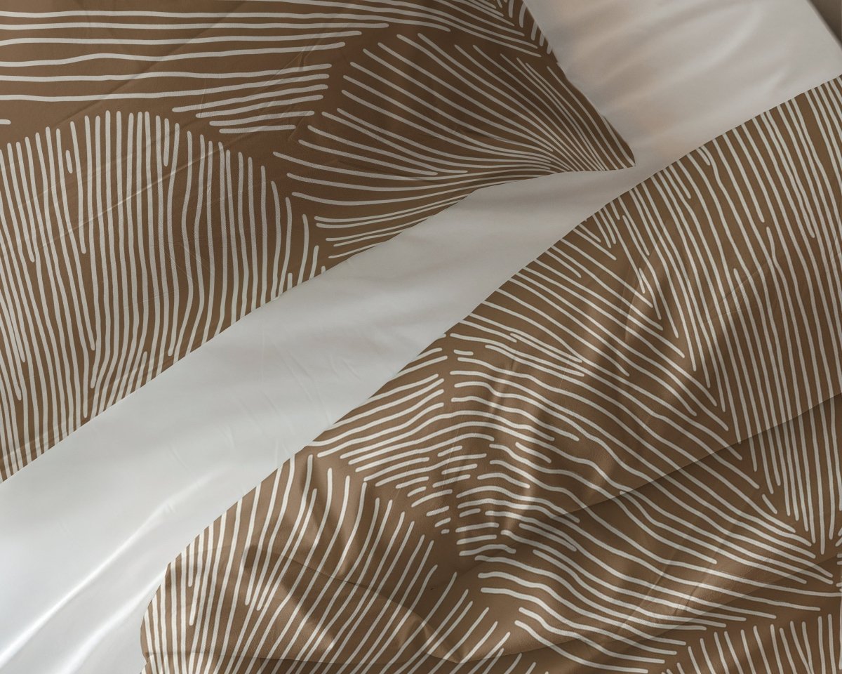 100% Cotton Duvet Cover Set Amber | Beige/Brown | Double - 200cm (W) x 200/220cm (L) - The Bedding & Blankets Store