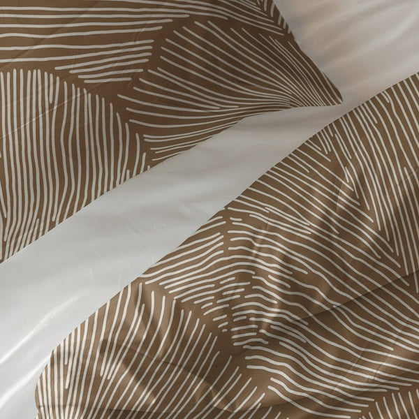100% Cotton Duvet Cover Set Amber | Beige/Brown | Double - 200cm (W) x 200/220cm (L) - The Bedding & Blankets Store