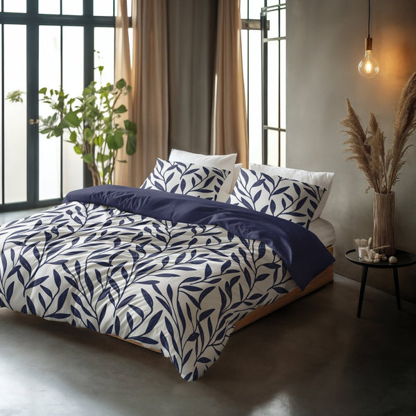 100% Cotton Duvet Cover Set Blue Willow | Blue | Double - 200cm (W) x 200/220cm (L) - The Bedding & Blankets Store