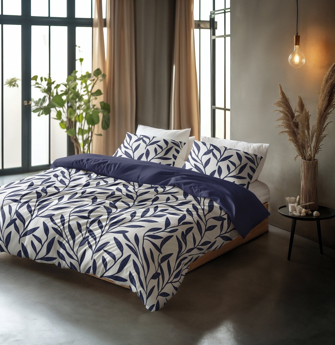 100% Cotton Duvet Cover Set Blue Willow | Blue | Double - 200cm (W) x 200/220cm (L) - The Bedding & Blankets Store