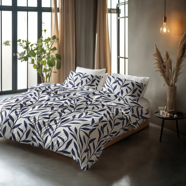 100% Cotton Duvet Cover Set Blue Willow | Blue | Double - 200cm (W) x 200/220cm (L) - The Bedding & Blankets Store