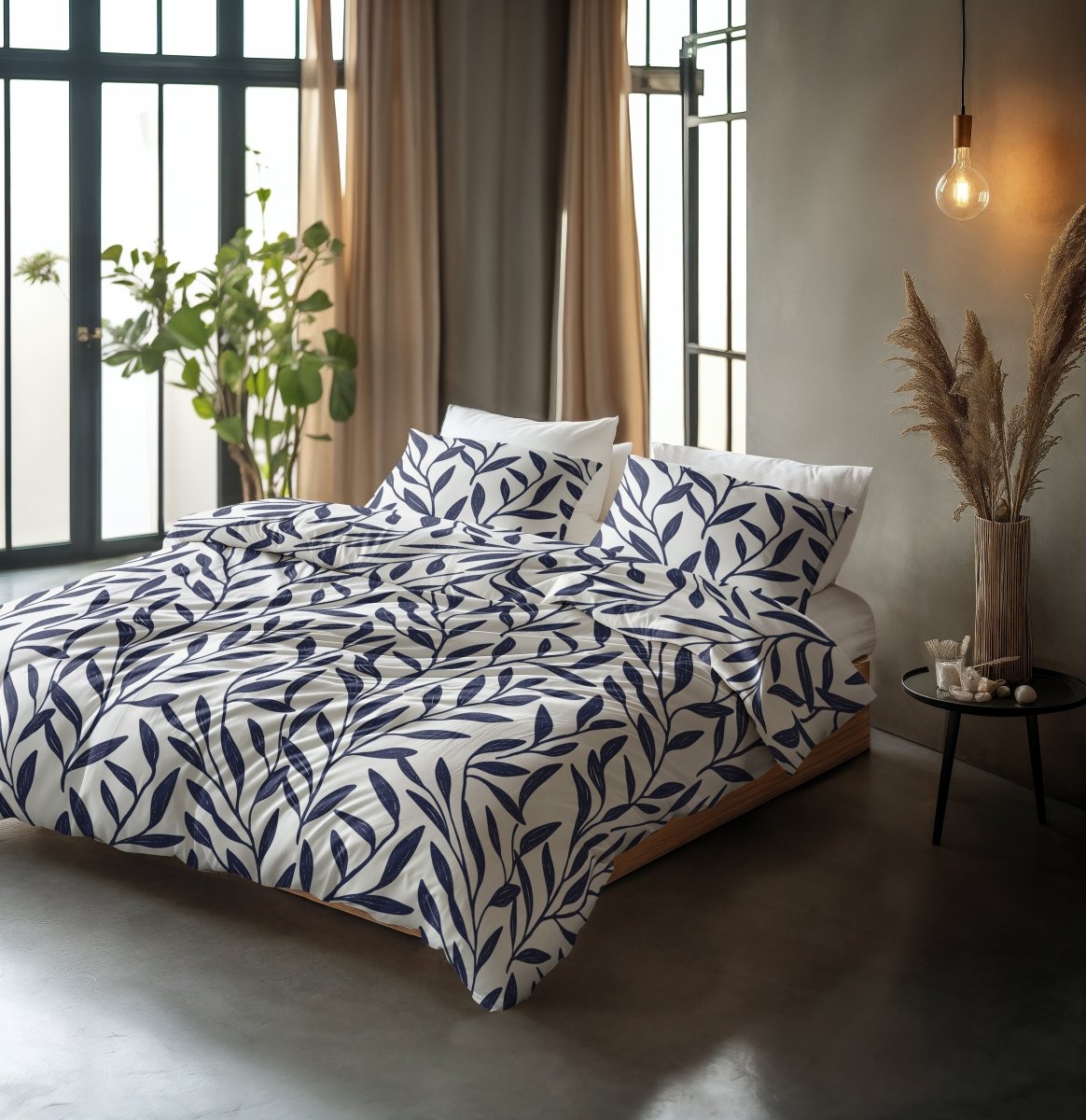 100% Cotton Duvet Cover Set Blue Willow | Blue | Double - 200cm (W) x 200/220cm (L) - The Bedding & Blankets Store