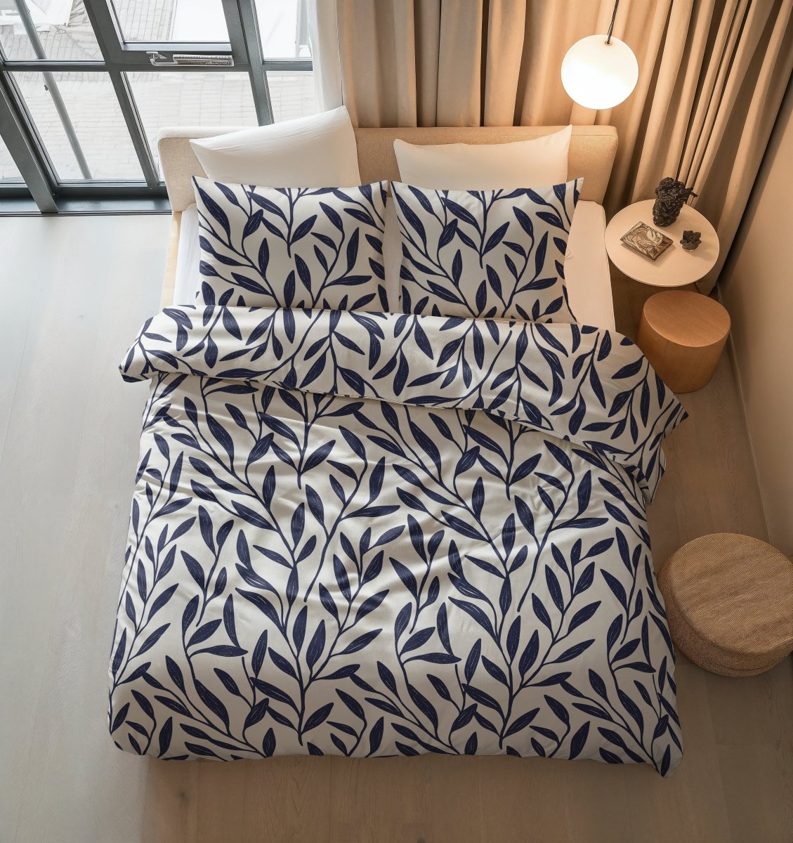 100% Cotton Duvet Cover Set Blue Willow | Blue | Double - 200cm (W) x 200/220cm (L) - The Bedding & Blankets Store