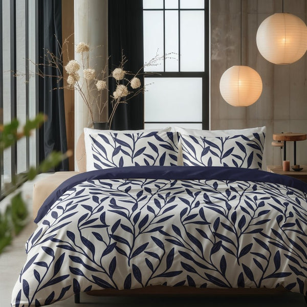 100% Cotton Duvet Cover Set Blue Willow | Blue | Double - 200cm (W) x 200/220cm (L) - The Bedding & Blankets Store