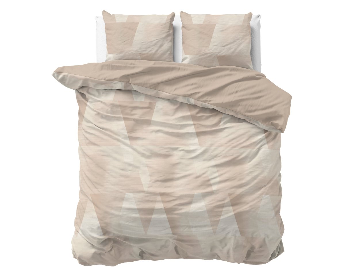 100% Cotton Duvet Cover Set Blush Angles | Sand/Beige | Double - 200cm (W) x 200/220cm (L) - The Bedding & Blankets Store