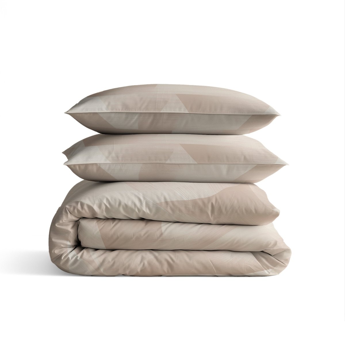 100% Cotton Duvet Cover Set Blush Angles | Sand/Beige | Double - 200cm (W) x 200/220cm (L) - The Bedding & Blankets Store